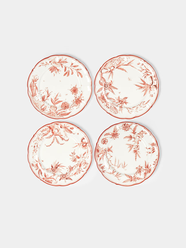 Laboratorio Paravicini - Rocaille Ceramic Dessert Plates (Set of 4) - Red - ABASK - 