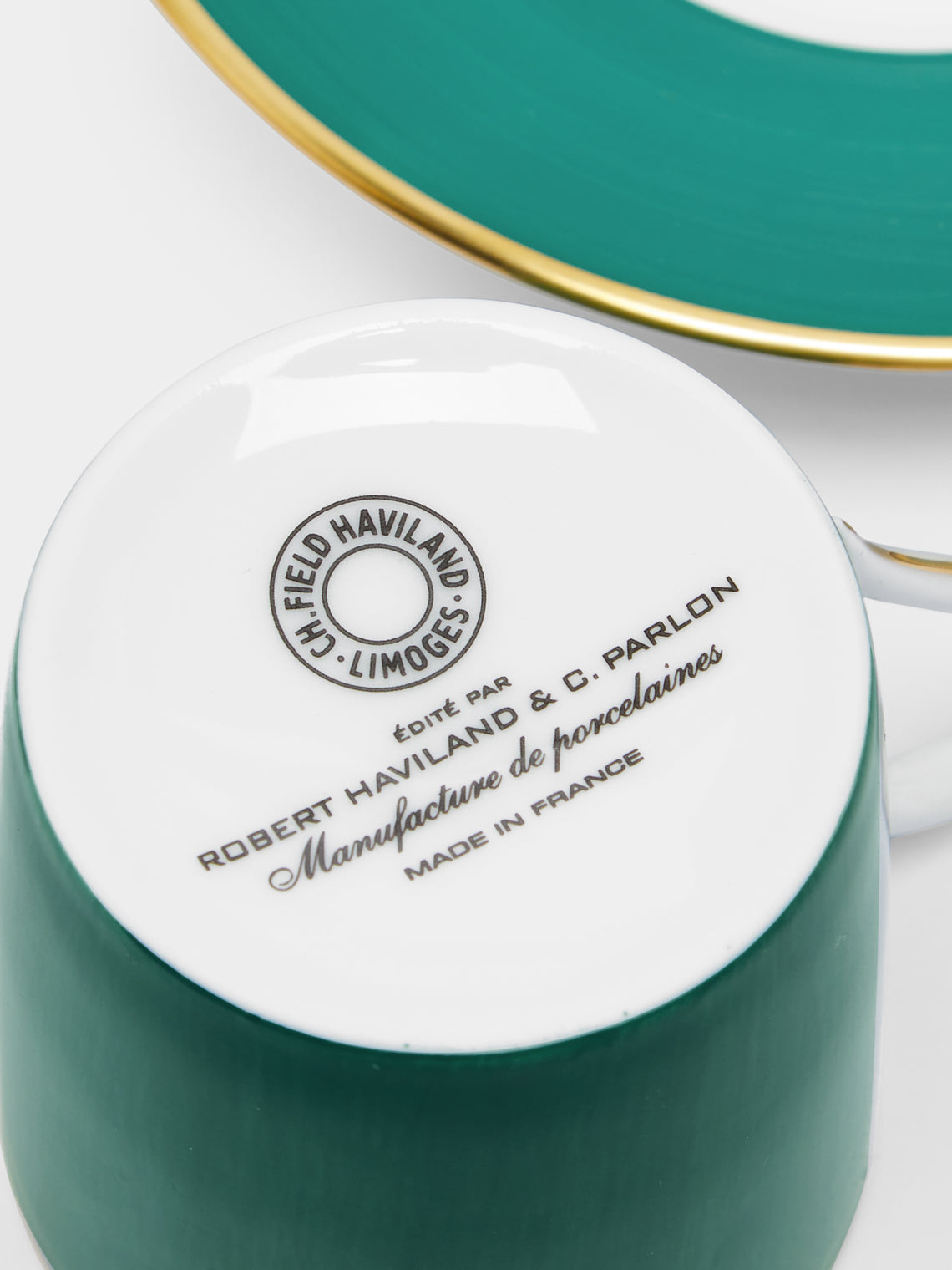 Robert Haviland & C. Parlon - Coco Hand-Painted Porcelain Espresso Cup and Saucer (Set of 2) - Green - ABASK