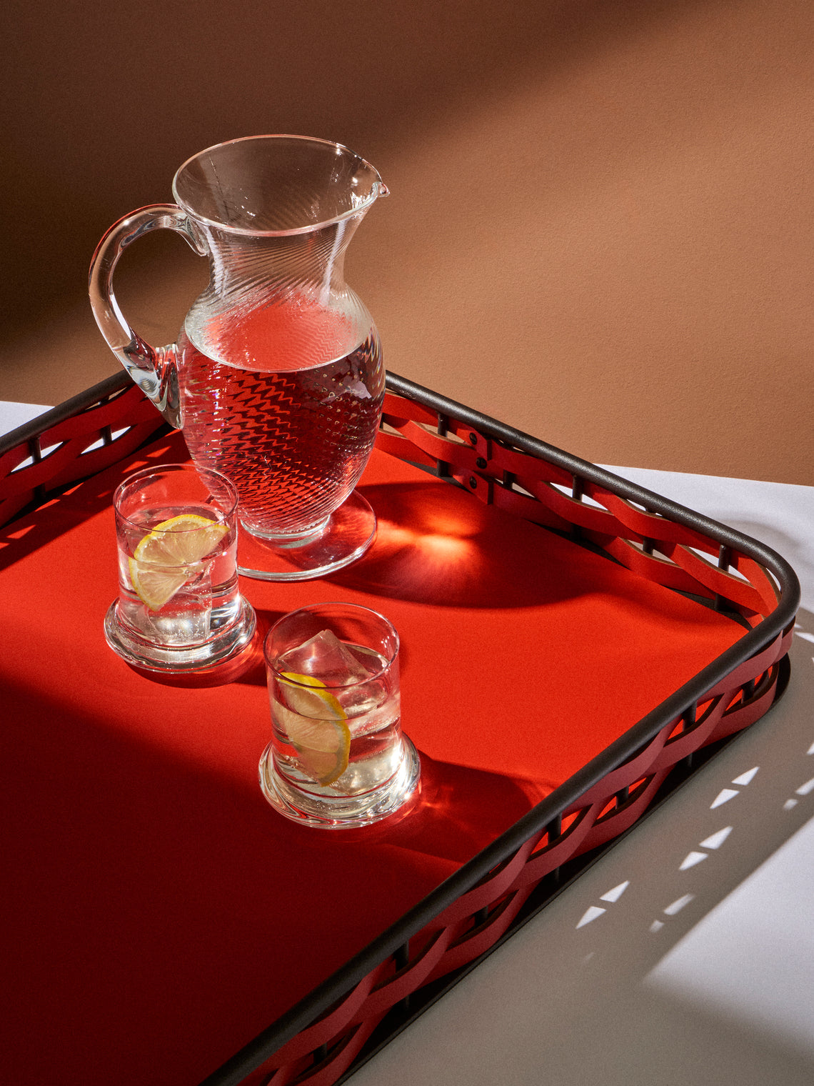 RUDI - Nassa Leather Tray (24in/60.5cm) - Red - ABASK