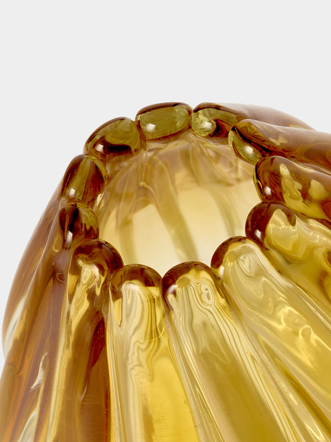 Antique and Vintage - 1942 Flavio Poli for Seguso Vetri d'Arte Murano Glass Vase (5.5in/14.5cm) - Yellow - ABASK