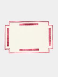 Borgo delle Tovaglie - Eva Rosso Embroidered Linen Placemats (Set of 4) -  - ABASK - 