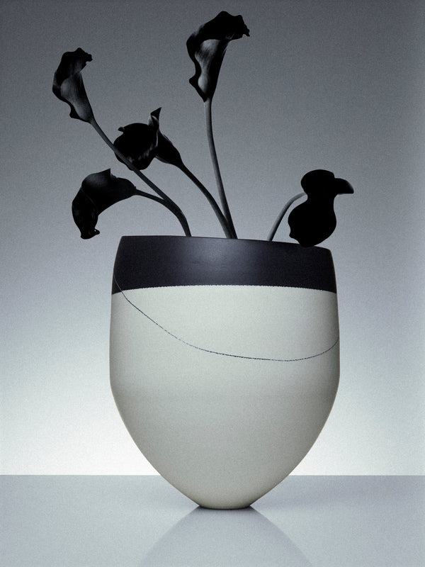 Paul James Ceramics - Fractured Reality Hand-Thrown Ceramic Vase (14in/36cm) - White - ABASK