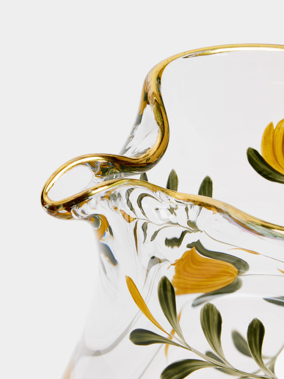 Los Vasos de Agua Clara - Jaipur Hand-Painted Crystal Jug - Yellow - ABASK