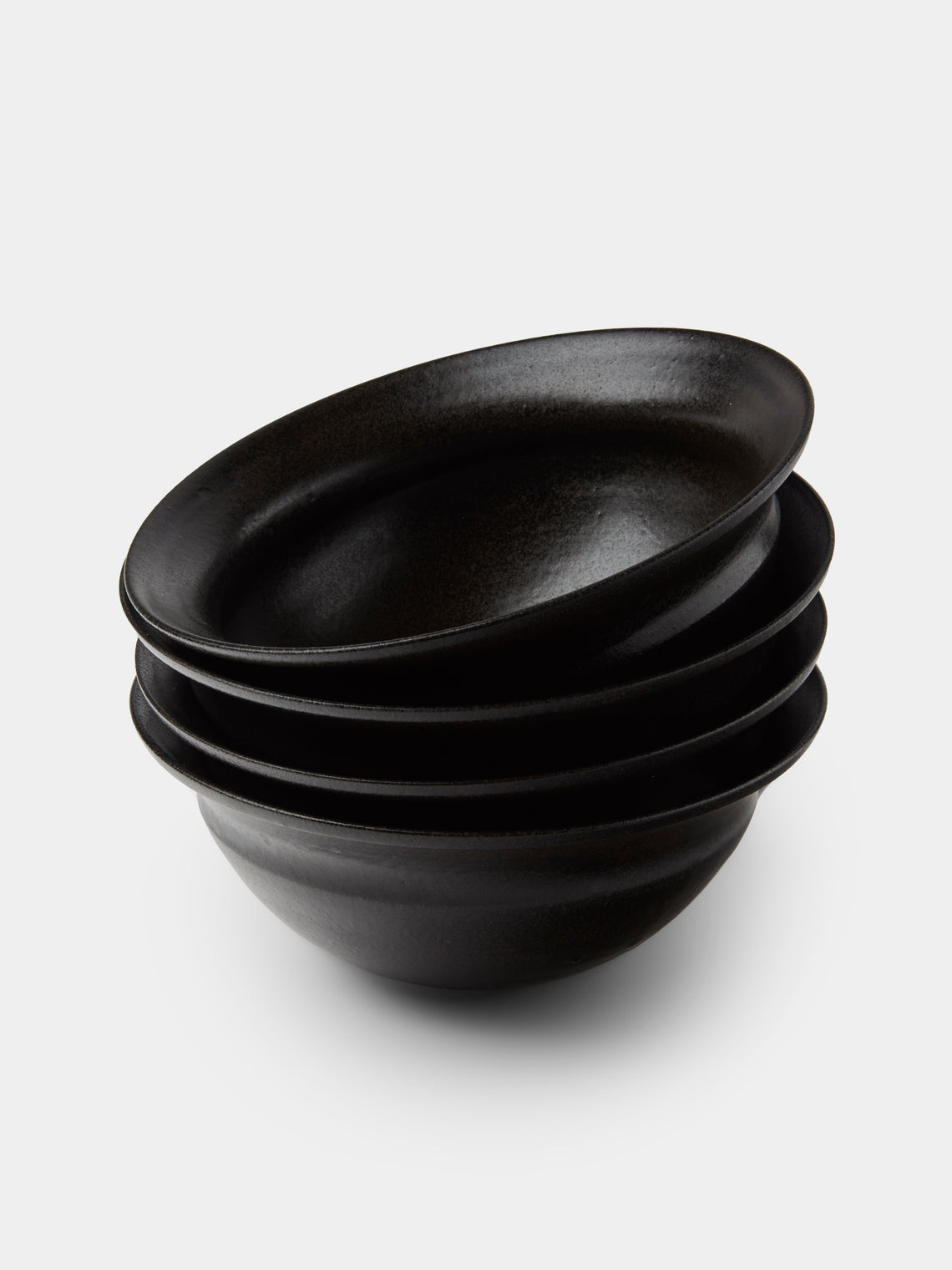 Fuminari Araga - Kohiki Slipware Noodle Bowls – 7in/18cm (Set of 4) - Black - ABASK