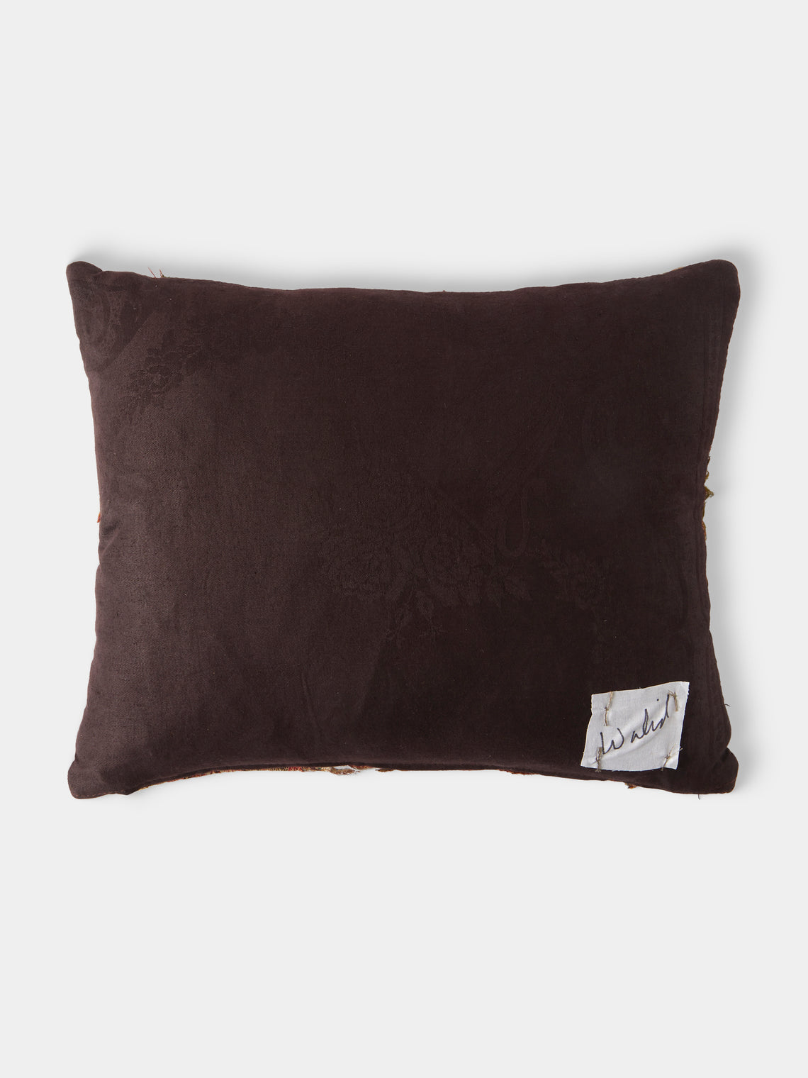 By Walid - 19th-Century Paisley Patchwork Wool and Damask Cushion (17.5in/45cm) - Multiple - ABASK