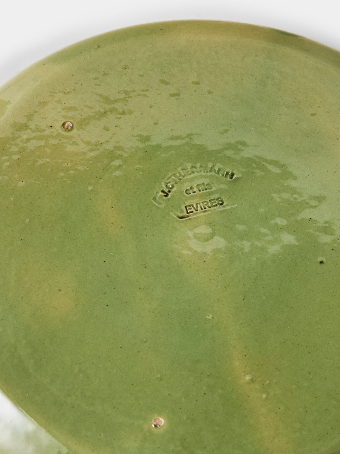 Poterie d’Évires - Flowers Hand-Painted Ceramic Dinner Plates – 9.5in/24cm (Set of 4) - Green - ABASK