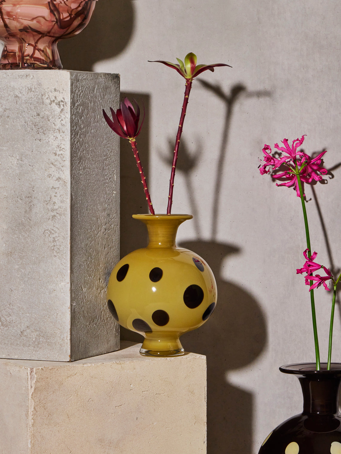 Martyn Thompson Studio - Penny Spotted Hand-Blown Glass Vase (21.5in/55cm) - Yellow - ABASK