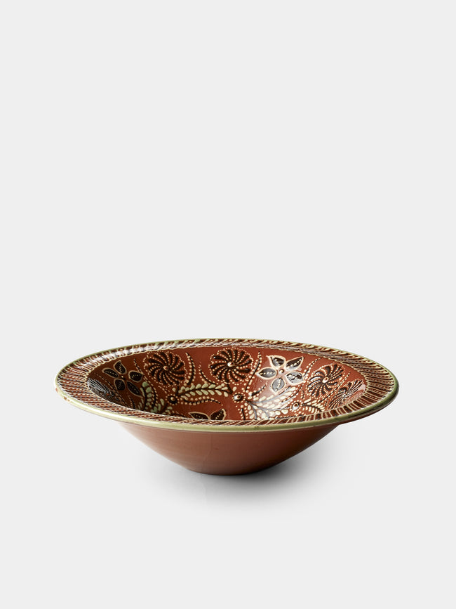 Poterie d’Évires - Flowers Hand-Painted Ceramic Serving Bowl - Light brown - ABASK - 