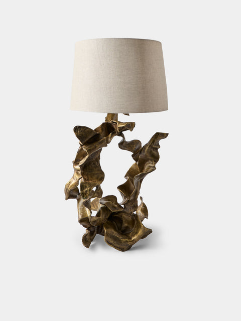 Viya - Hundred Petal Rose Brass Table Lamp - Brass - ABASK - 