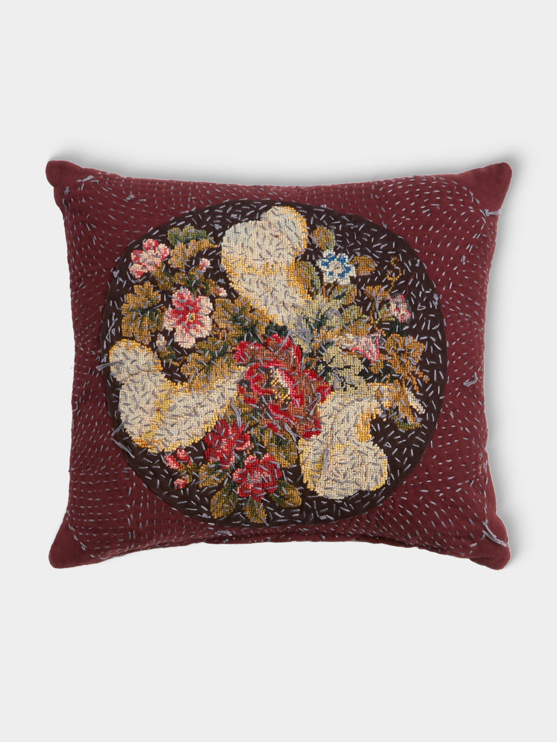By Walid - 19th-Century French Crochet Cotton and Linen Cushion (12.5in/32cm) - Multiple - ABASK - 