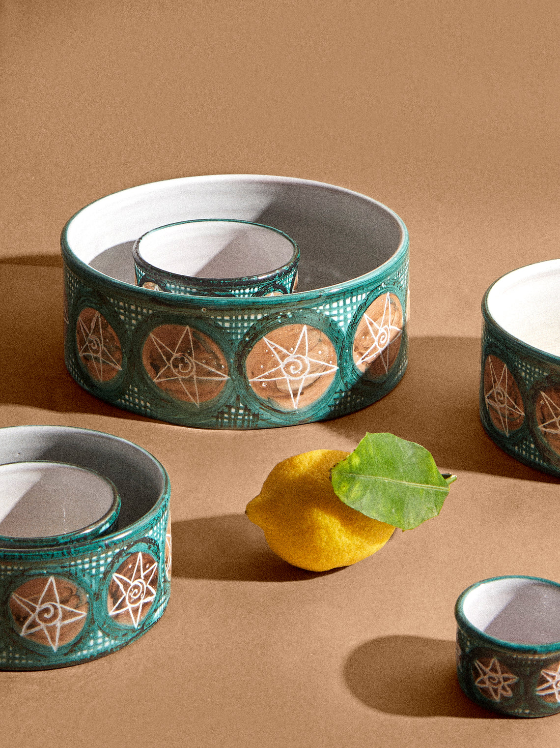 Antique and Vintage - | Set of 6 | 1950s Robert Picault Ceramic Nesting Bowls - Multiple - ABASK