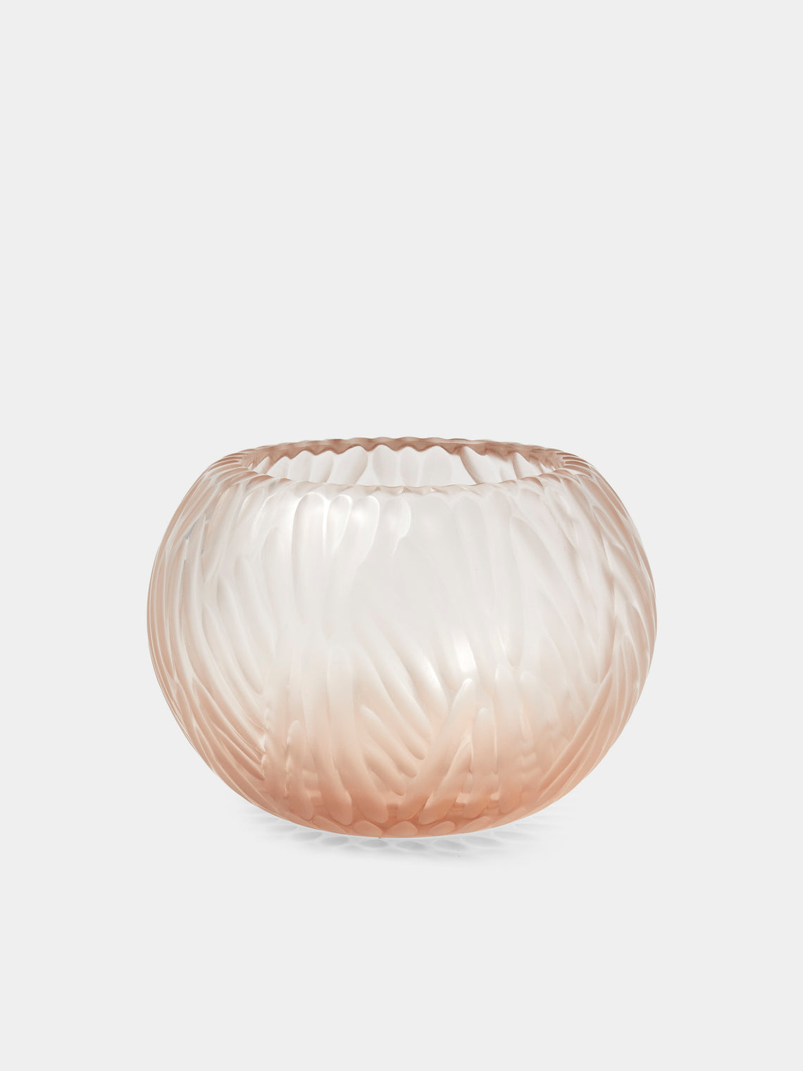 Micheluzzi Glass - Bocia Rose Trecce Hand-Blown Murano Glass Vase (6in/15cm) - Pink - ABASK - 