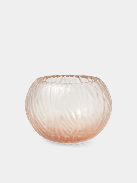 Micheluzzi Glass - Bocia Rose Trecce Hand-Blown Murano Glass Vase (6in/15cm) - Pink - ABASK - 