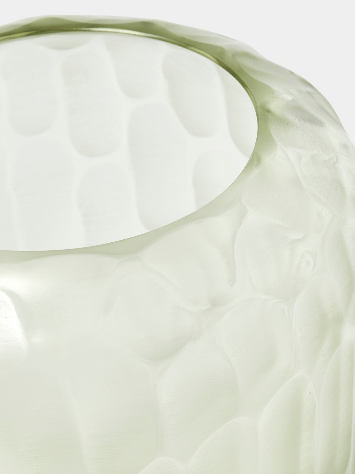 Micheluzzi Glass - Goccia Verdino Bamboo Hand-Blown Murano Glass Vase (9in/23cm) - Green - ABASK