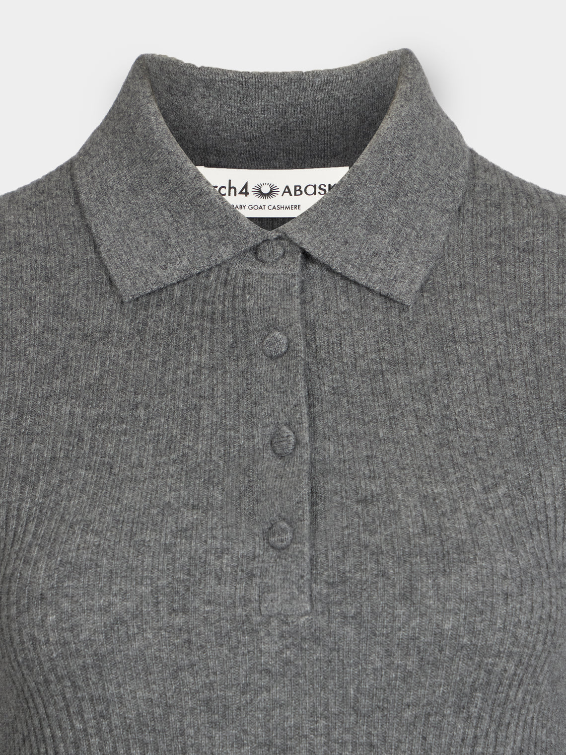 Arch4 - Nightingale Baby Goat Cashmere Long-Sleeved Polo Top | Size: S - Gray - ABASK