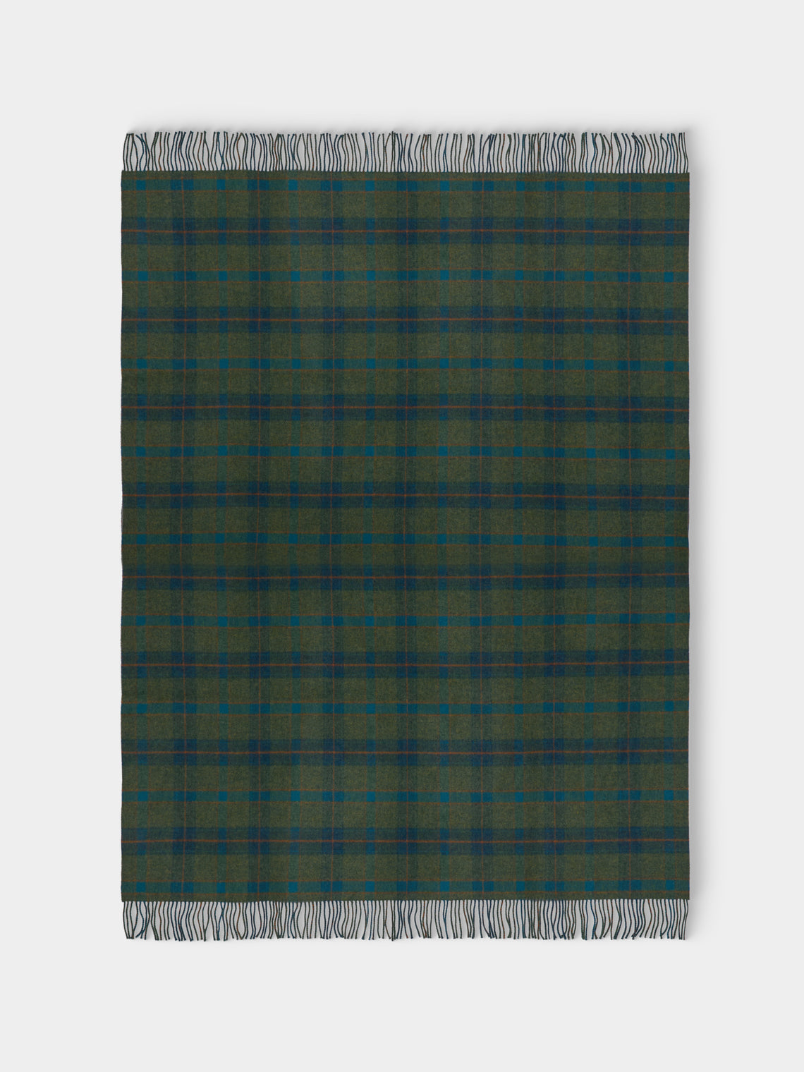 Johnstons of Elgin - Double-Faced Wool Check Throw (75in/1.9m) - Green - ABASK - 