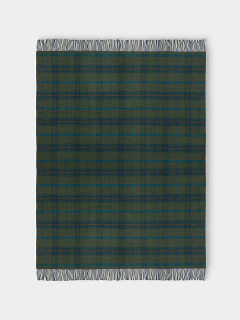 Johnstons of Elgin - Double-Faced Wool Check Throw (75in/1.9m) - Green - ABASK - 