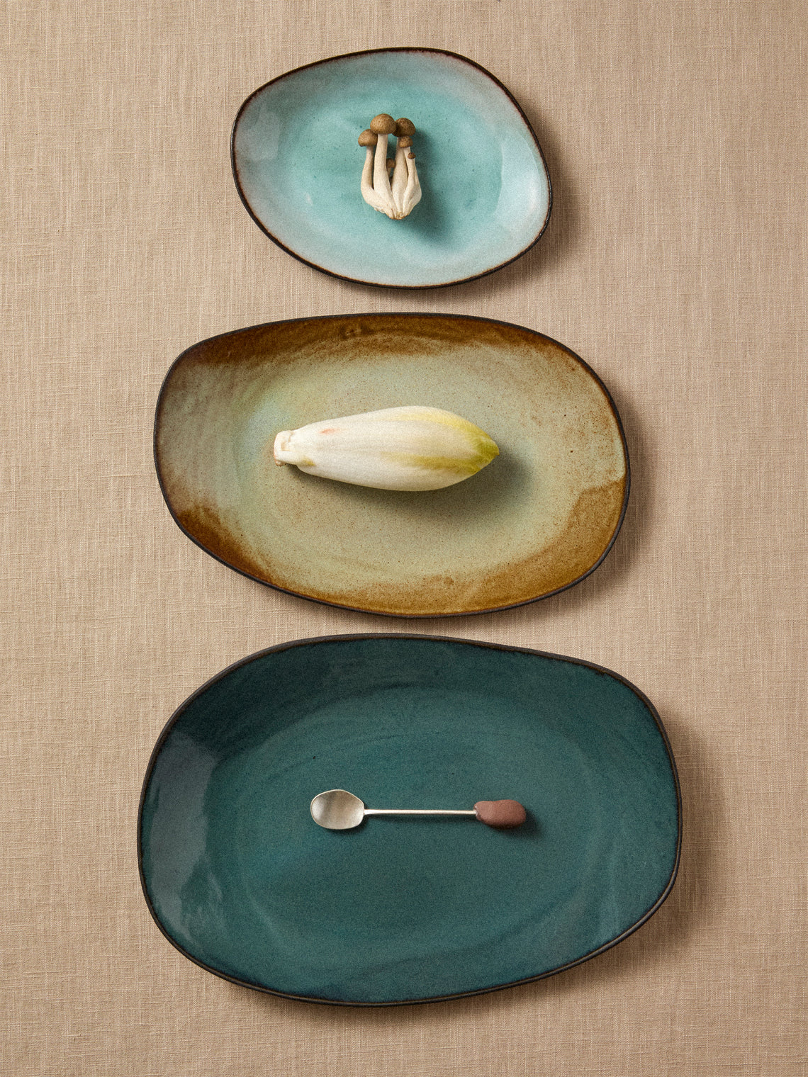 Hana Karim Studio - Hand-Built Stoneware Mixed Platters (Set of 3) - Multiple - ABASK