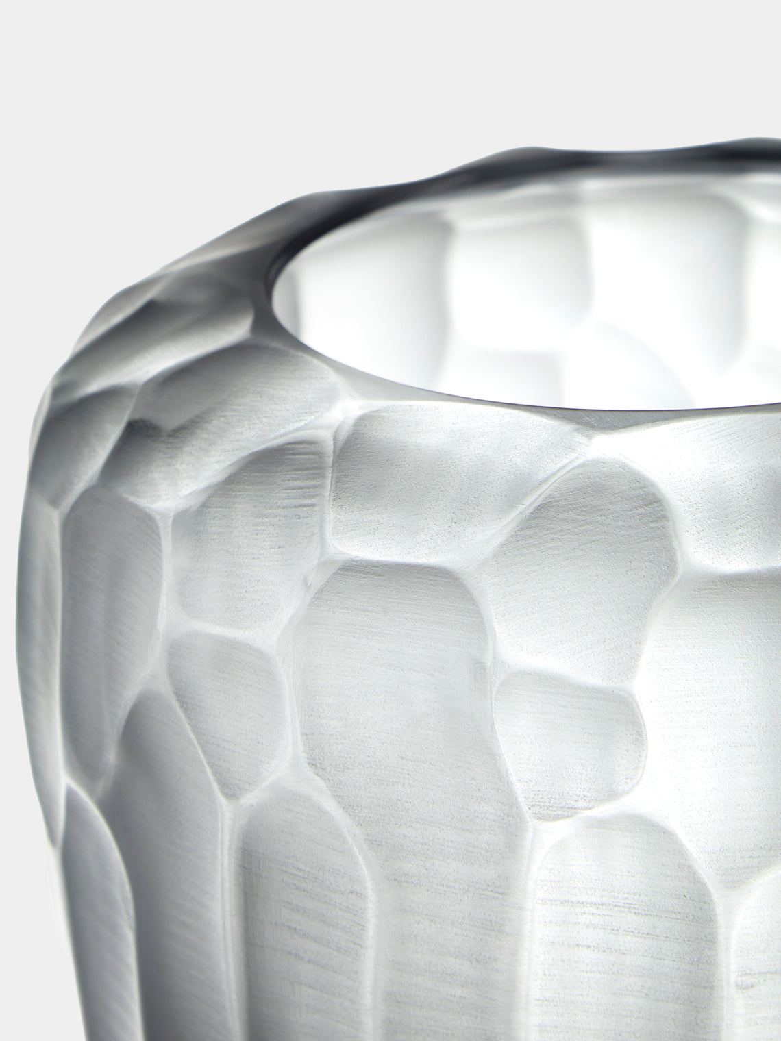 Micheluzzi Glass - Goccia Acciaio Bamboo Hand-Blown Murano Glass Vase (9in/23cm) - Gray - ABASK