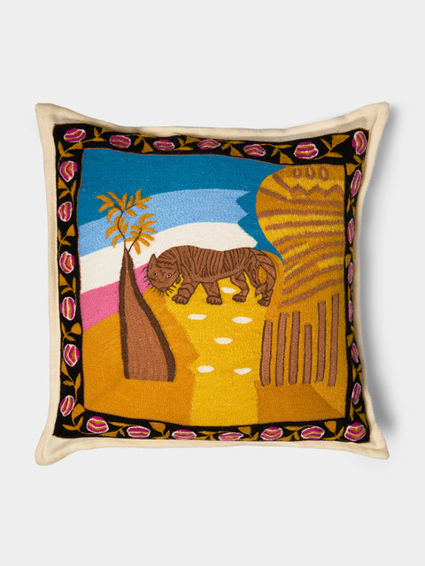 Saved NY - Hand-Embroidered Cashmere Pillow (21.5in/55cm) - Multiple - ABASK - 