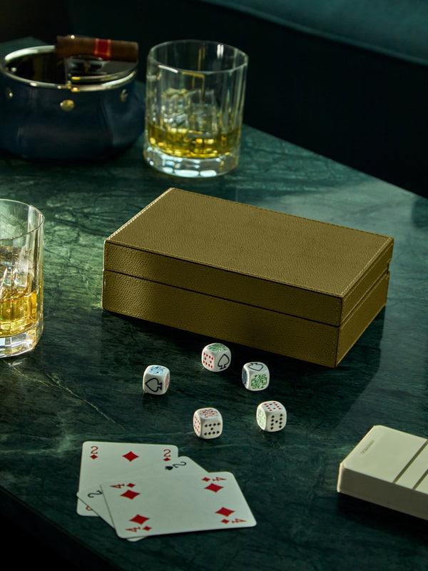 Giobagnara - Leather Royal Dice and Playing Cards Set - Light green - ABASK
