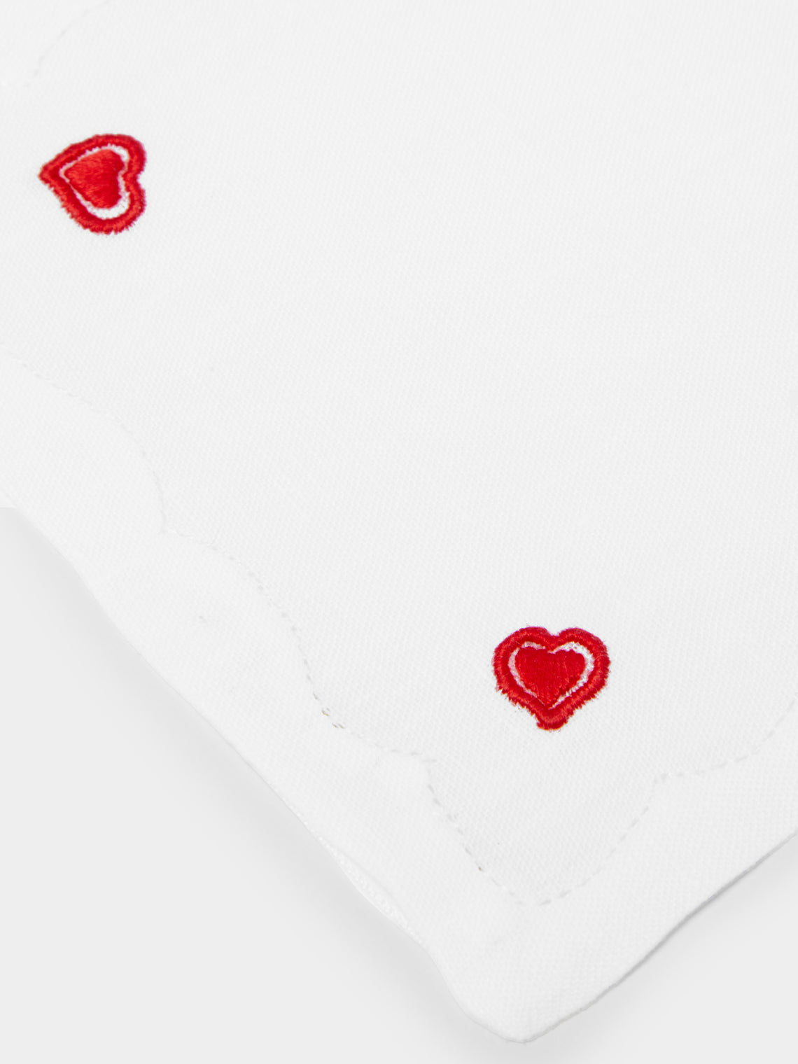Taf Firenze - Hearts Hand-Embroidered Cocktail Napkins (Set of 6) -  - ABASK