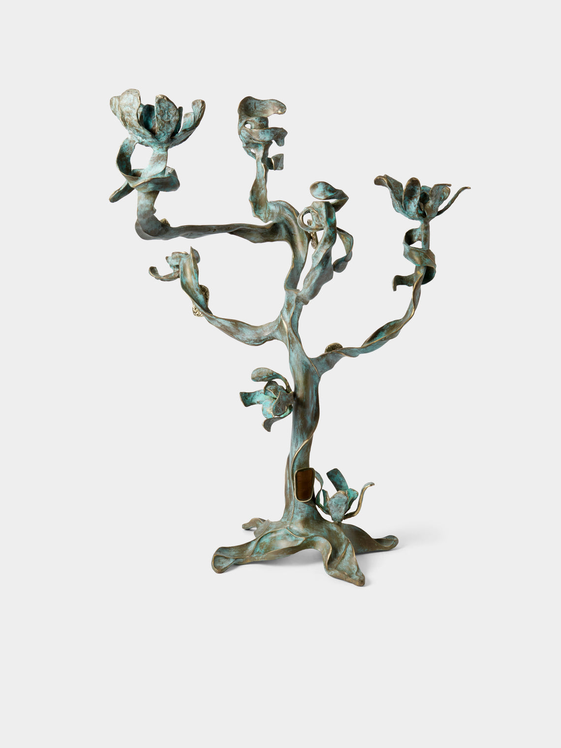 Viya - Glory Lily Brass Candelabra - Brass - ABASK