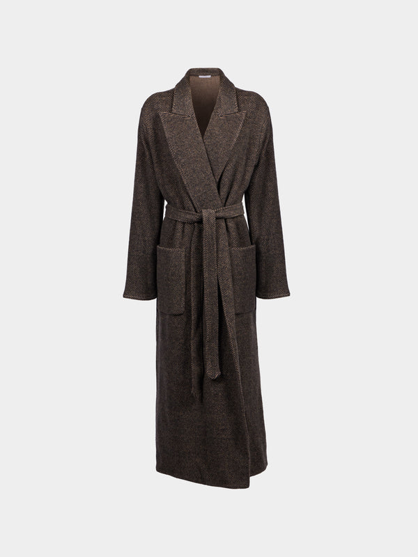 Dusan - Cashmere Long Robe | Size: S - Brown - ABASK - 