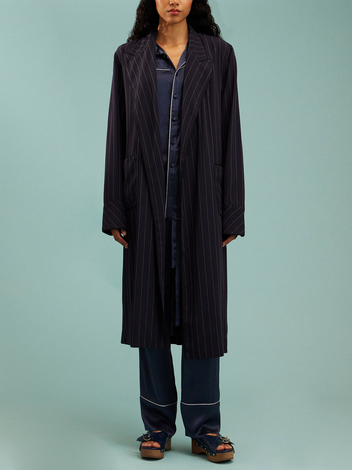 Dorso - Bandana Silk Pajama Set | Size: S - Navy - ABASK