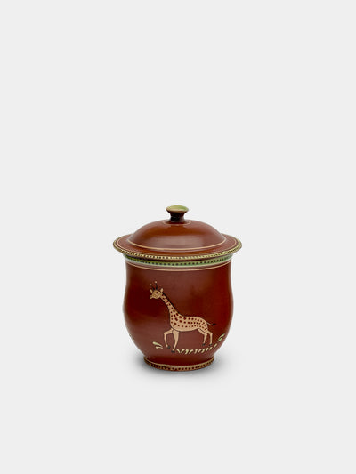 Poterie d’Évires - Giraffes Hand-Painted Ceramic Mini Lidded Pot - Light brown - ABASK - 