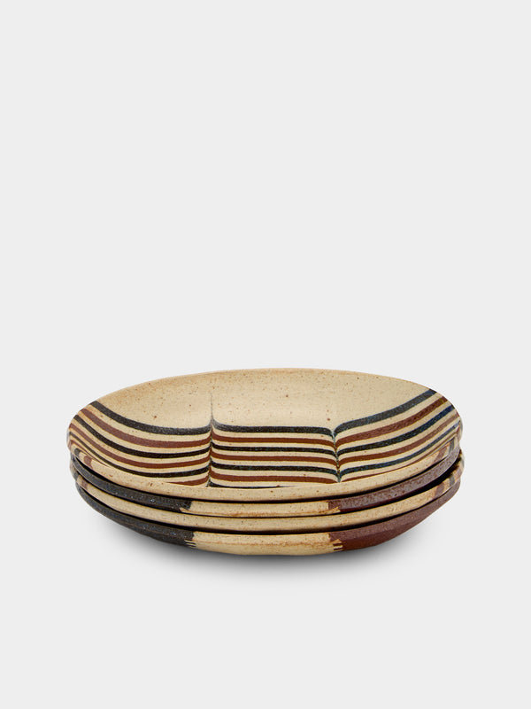 Makidani-gama - No. 1 Nerikomi Ceramic Medium Oval Bowls (Set of 4) - Multiple - ABASK