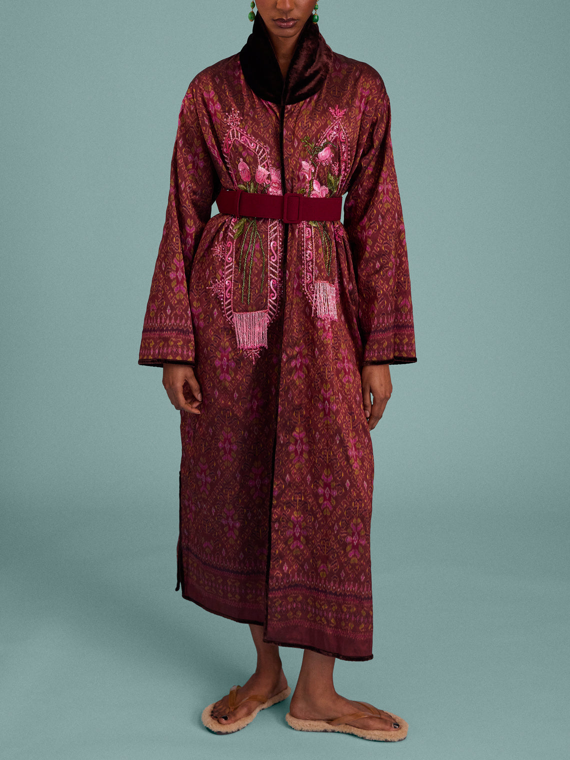 Nazzy Beglari - Hand-Loomed Ikat Cotton Reversible Chapan-Style Robe | One Size - Multiple - ABASK