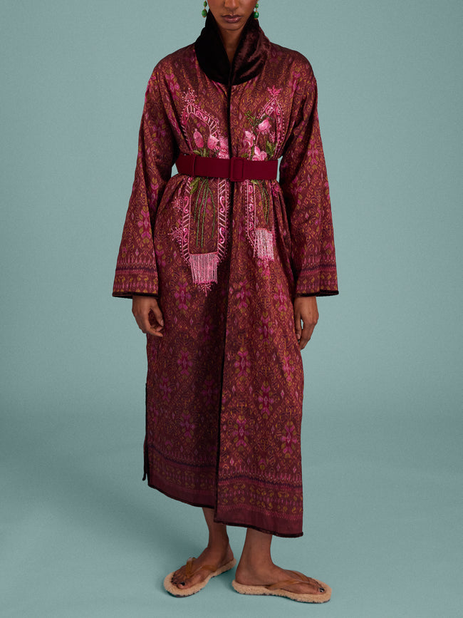 Nazzy Beglari - Hand-Loomed Ikat Cotton Reversible Chapan-Style Robe | One Size - Multiple - ABASK