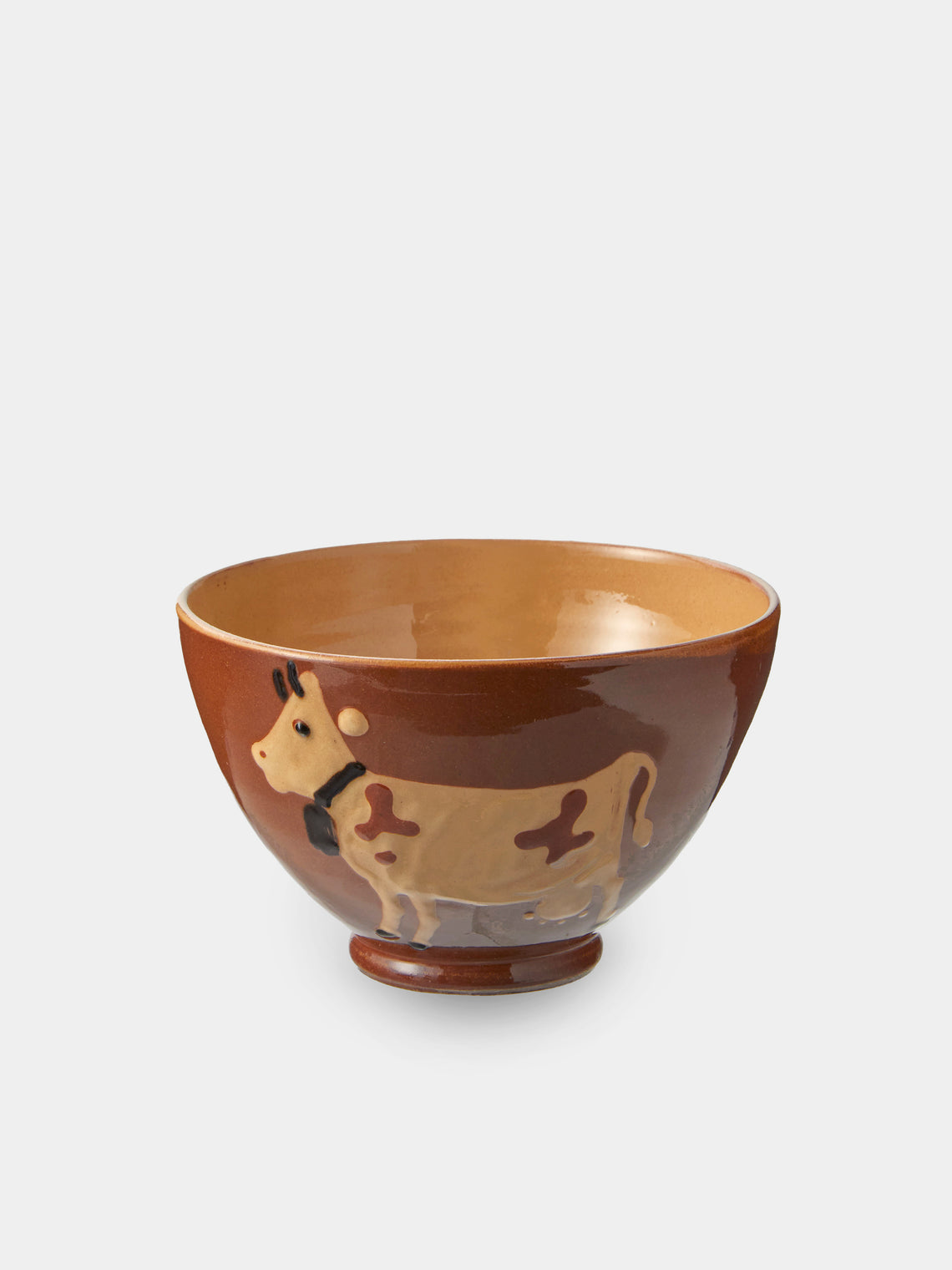Poterie d’Évires - Cows Hand-Painted Ceramic Small Bowls (Set of 4) - Light Brown - ABASK
