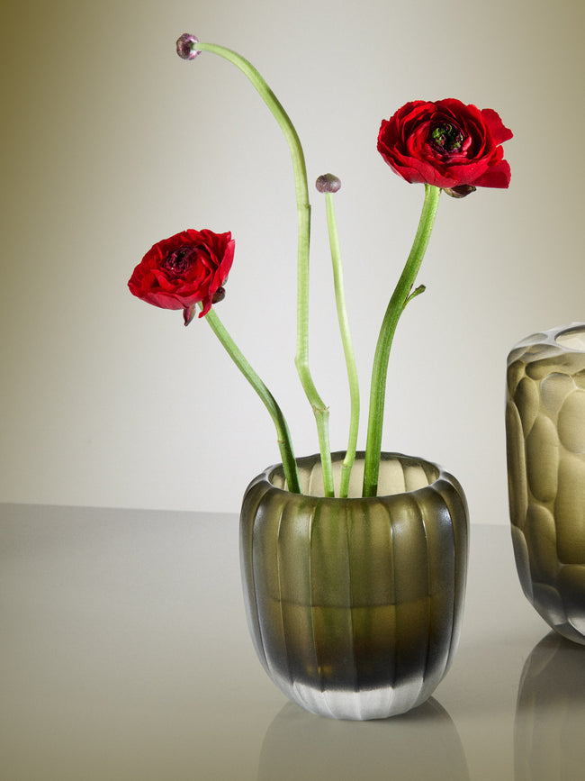 Micheluzzi Glass - Rullo Laguna Coste Hand-Blown Murano Glass Vase (4.5in/11cm) - Green - ABASK