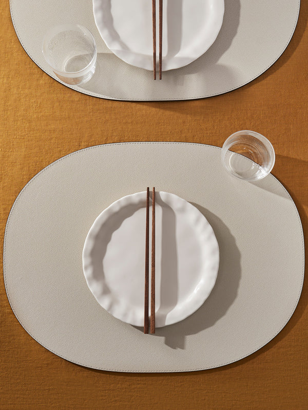 Giobagnara - Leather Large Oval Placemats (Set of 4) - Beige - ABASK