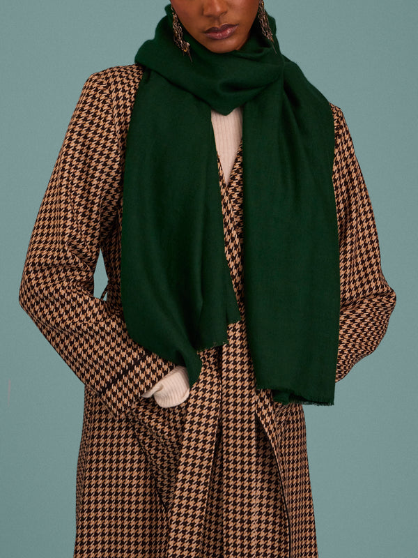 Me & K - Cashmere Solid Twill Scarf (78.5in/2m) - Green - ABASK