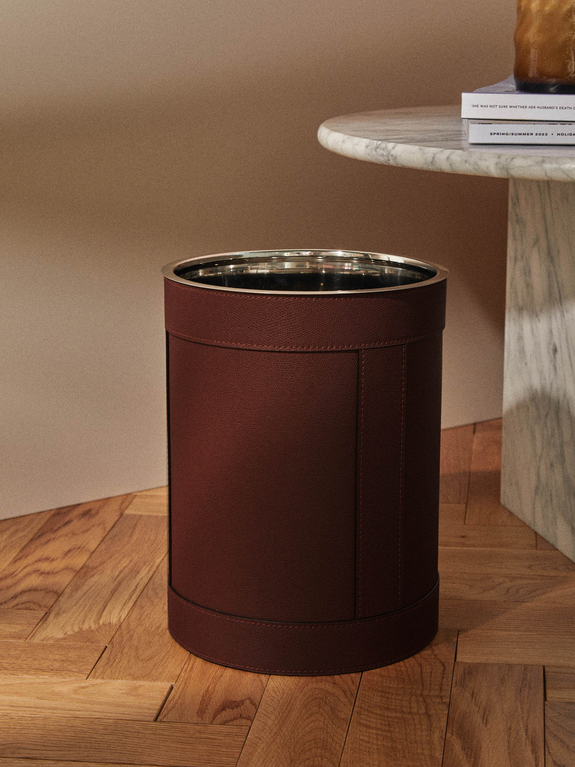 Giobagnara - Brus Leather Wastepaper Bin - Brown - ABASK