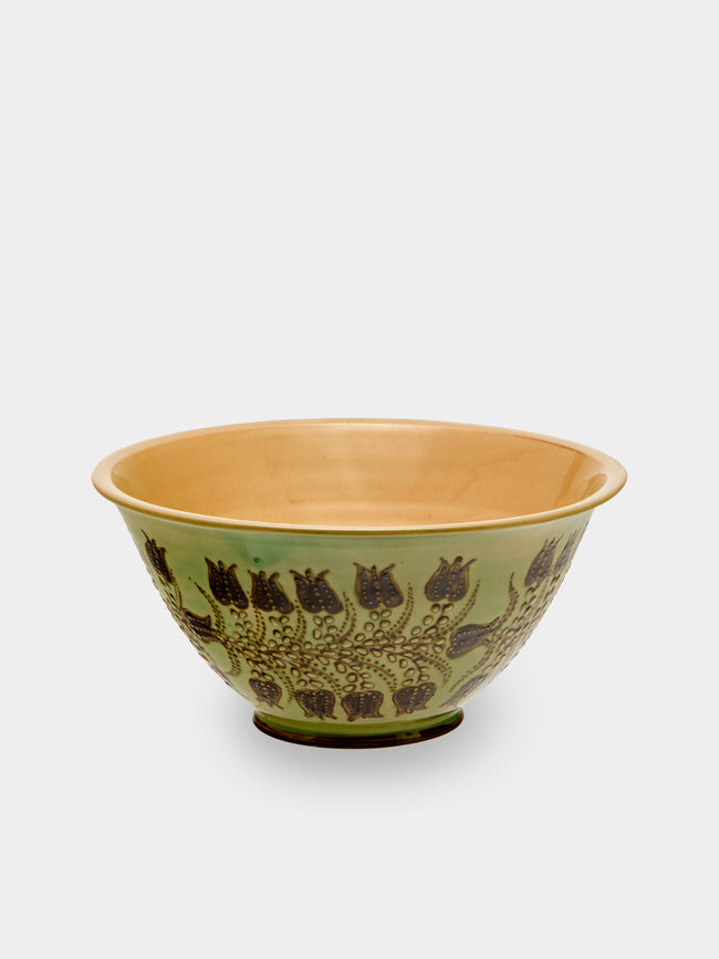 Poterie d’Évires - Flowers Hand-Painted Ceramic Petite Salad Bowl - Green - ABASK - 