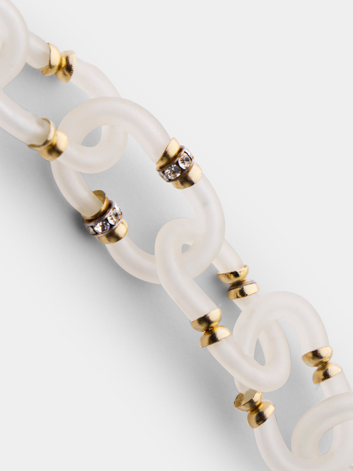 Mahnaz Collection - Vintage 1960s Archimede Seguso Murano Glass, Rhinestone and Gilt Brass Necklace - White - ABASK