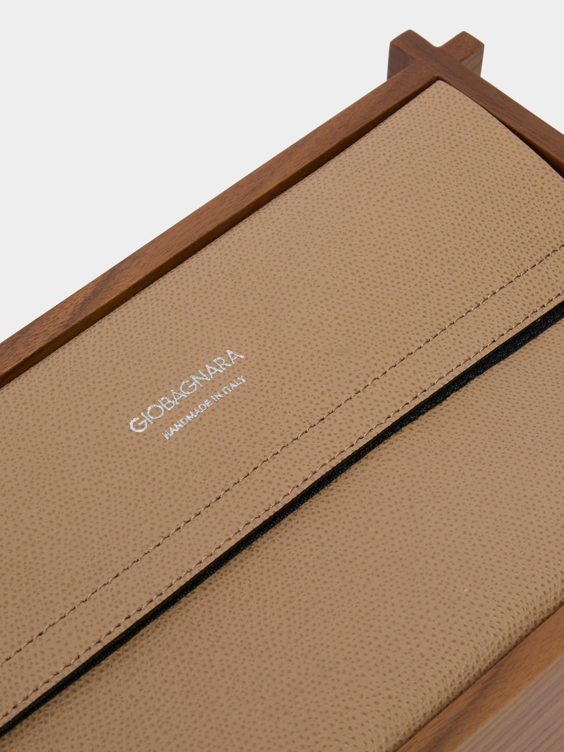 Giobagnara - Structura Leather and Wood Tissue Holder - Brown - ABASK