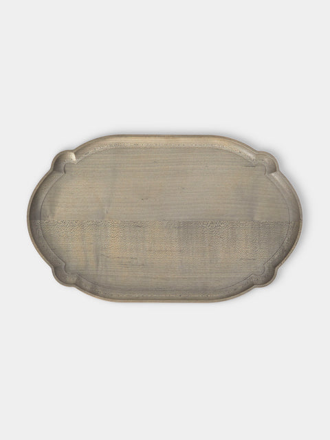 Ifuji - Italian Hand-Carved Wood Tray (12in/31cm) - Brown - ABASK - 