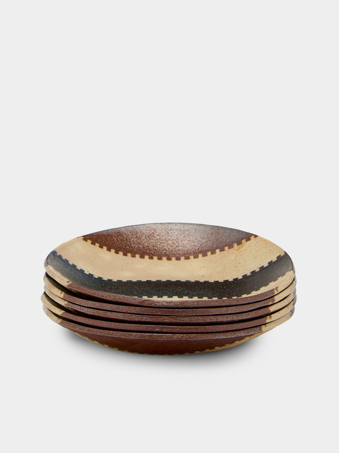 Makidani-gama - No. 2 Nerikomi Ceramic Plates – 8in/21cm (Set of 5) - Multiple - ABASK