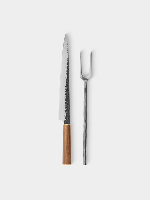 Katto - Sheffield Turkish Walnut Steel Carving Set - Brown - ABASK - 