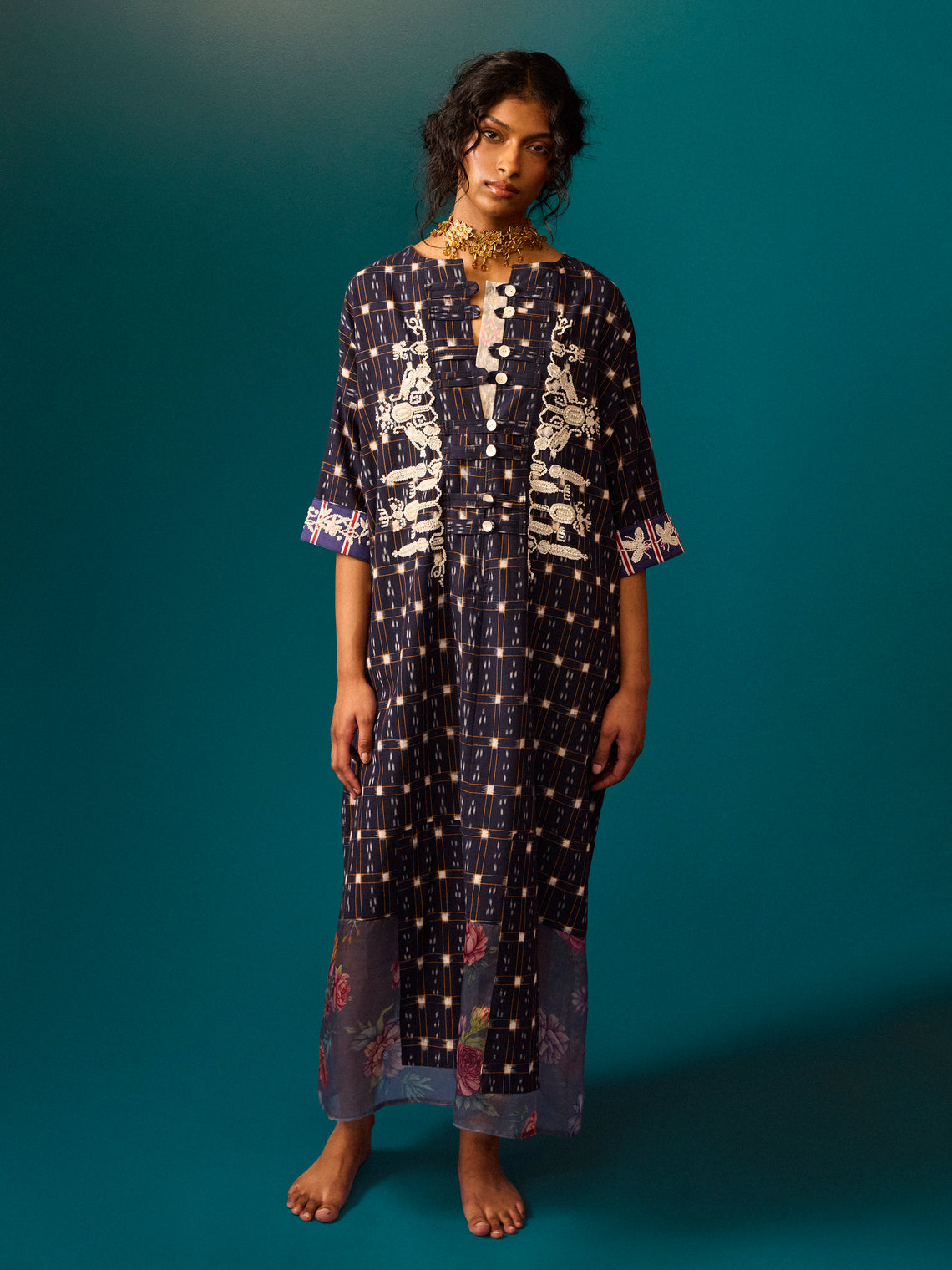 Nazzy Beglari - Women's Hand-Loomed Ikat Cotton Dress | One Size - Multiple - ABASK
