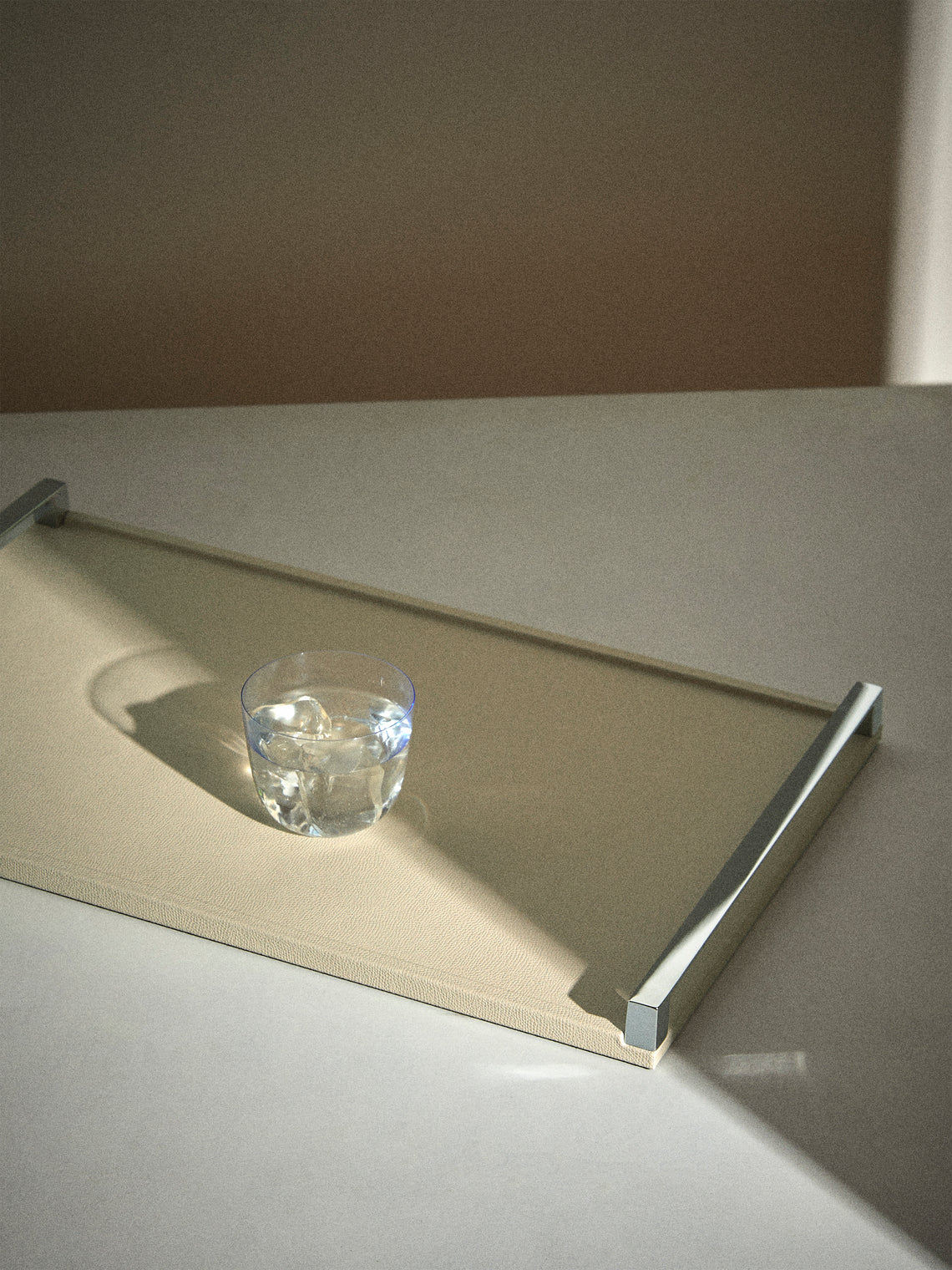 Pinetti - Giove Leather Tray (21in/53cm) - Cream - ABASK