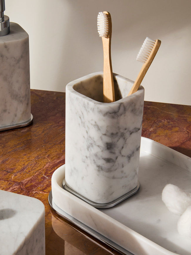 Giobagnara - Polo Marble Toothbrush Holder - White - ABASK