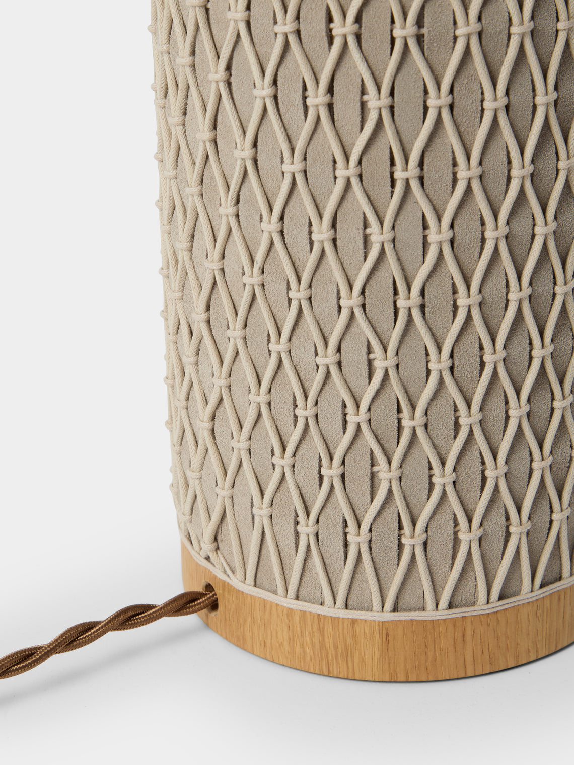 Aimee Betts - Ricasso Barrel Oak and Leather Tall Table Lamp - Gray - ABASK