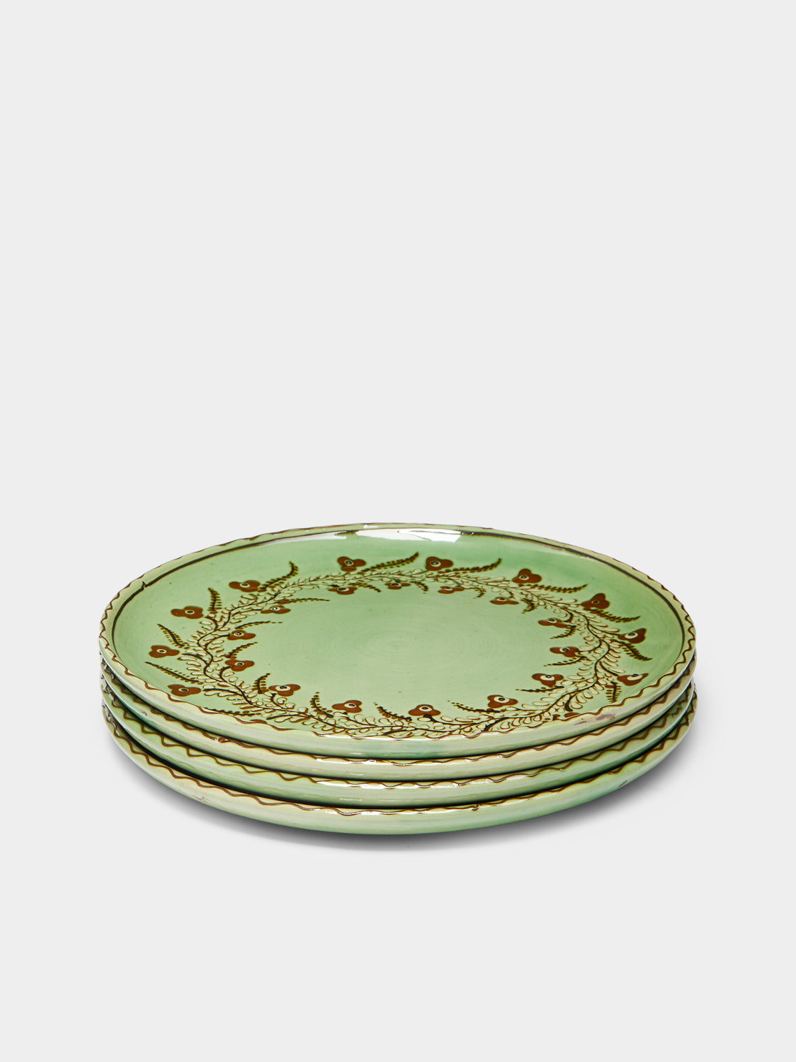 Poterie d’Évires - Flowers Hand-Painted Ceramic Dinner Plates (Set of 4) -  - ABASK