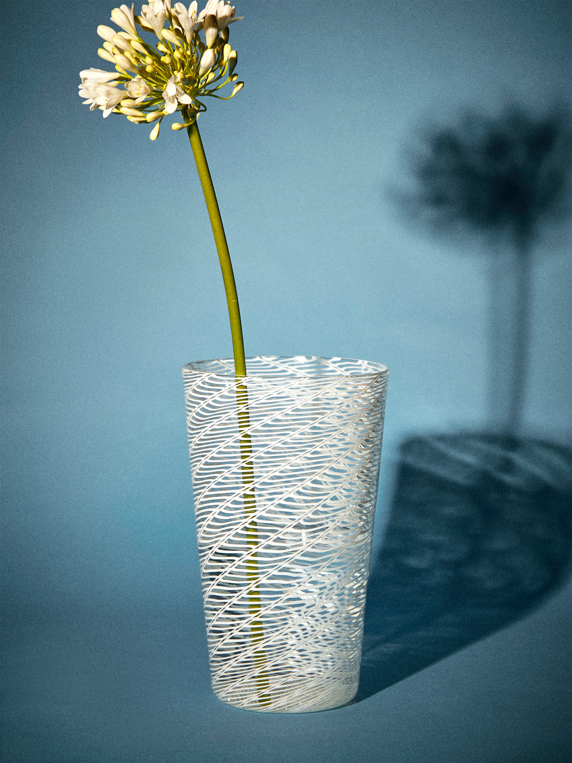 Antique and Vintage - 1981 Paolo Venini Half-Filigree Murano Glass Striped Vase (10in/25.5cm) - Clear - ABASK